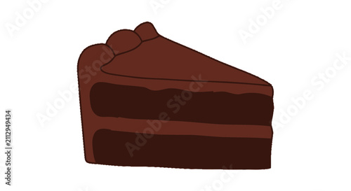 Foto Delicious double layer chocolate cake slice with dark frosting