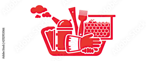 Canvastavla Beekeeping Equipment Collection Flat Design Icon