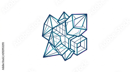 Obraz na plátně Abstract Geometric Wireframe Cubes and Shapes Composition.