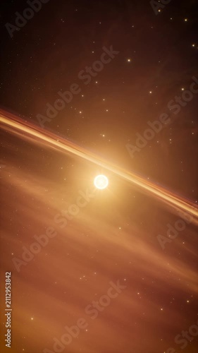 Sun Star Solar System Formation and Cosmic Energy Ring Concept with Sun and Nebula in galaxy space.