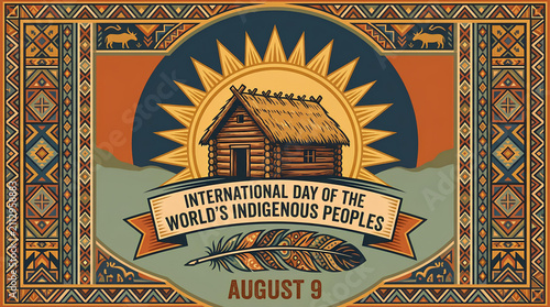 Indigenous Peoples Day poster featuring traditional tribal art.
