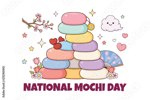 Принти на полотні NATIONAL MOCHI DAY vector illustration isolated on white background
