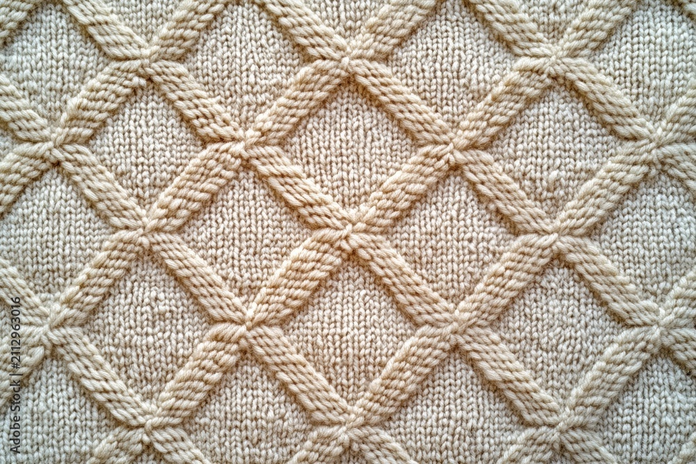Fototapeta premium Beige argyle pattern featuring a seamless geometric background ideal for textile design and home decor projects any time of year