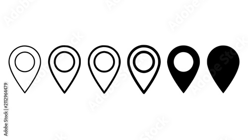 Obraz na płótnie Set of map pointer icons showing various levels of fill and thickness