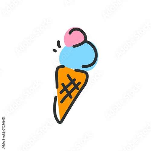 ice cream icon with cone simple hand drawn