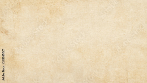 Aged parchment paper texture with stained edges and fibrous surface details, beige and tan vintage background
