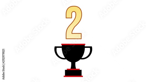 Counter 1 to 20 with raised cup animation. Animation of the trophy appearing and running number