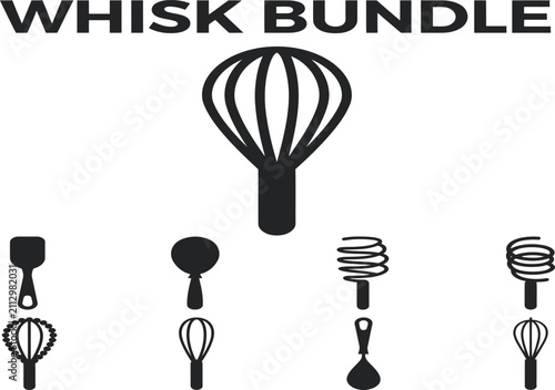 Obraz na plátne Kitchen whisk silhouette bundle for cooking and baking with silhouette culinary