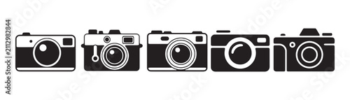 Foto Retro and modern camera icon set for photography enthusiasts and professional studio branding vector