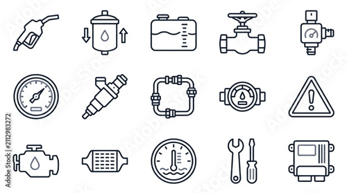 Quadro su tela Collection of Industrial and Automotive Line Icons.