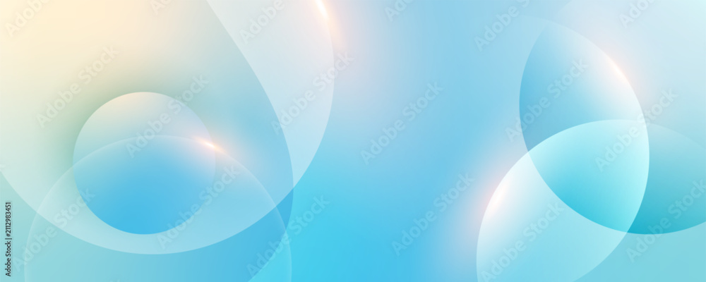 Obraz premium Soft blue and green gradient background with circular shapes, smooth curves and glowing light effects.