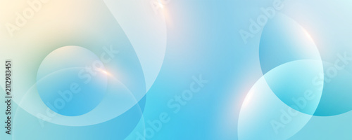 Bild auf Leinwand Soft blue and green gradient background with circular shapes, smooth curves and glowing light effects