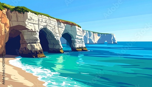 Pristine Coastal Cliffs and Turquoise Ocean Landscape.