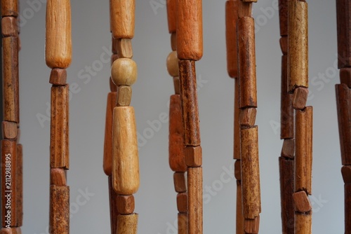 Close-up of Hanging Wooden Bead Curtain
