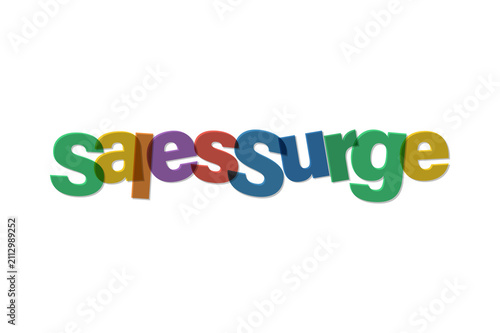Colorful sales surge text design isolated on a solid black background