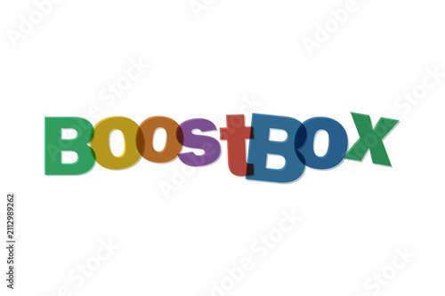 Colorful 3d boostbox logo design isolated on a solid black background