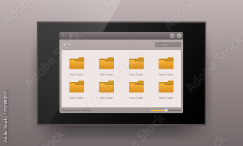 Tablet file manager window user interface design template