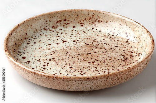 Speckled ceramic serving bowl with earthy tones, isolated on white ceramic bowl earth tones