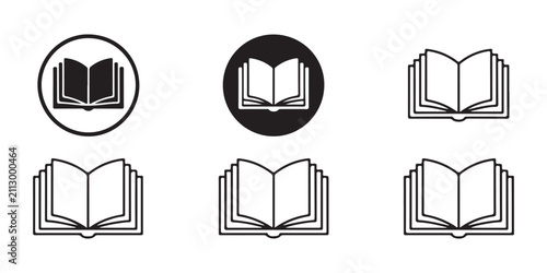 Set of black book icons, book symbols, book sign, vector illustration, transparent background.