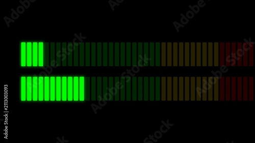 Digital Audio Level Meters Oscillating On A Black Background.