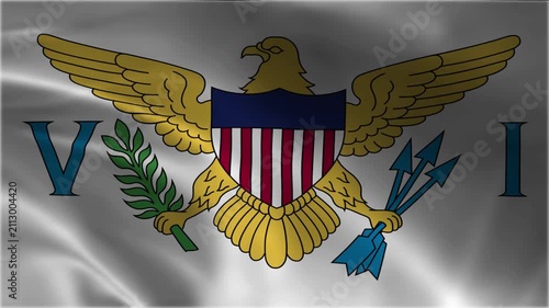 us virgin islands flag waving in the wind seamless looping motion graphics background for political news independence day presentation travel national patriotic footage caribbean island territory sign