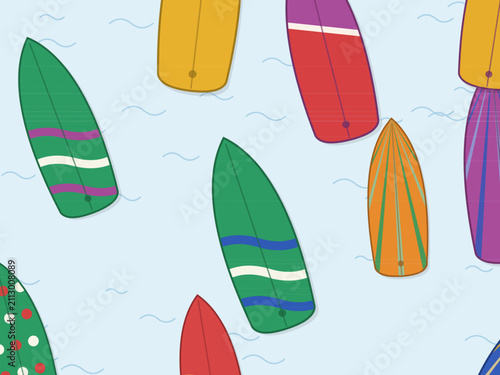 Photography Colorful Surf Boards Ocean Wave Pattern Background
