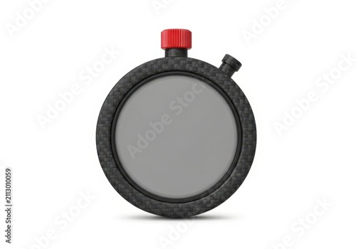 Modern black carbon fiber racing timer with red button