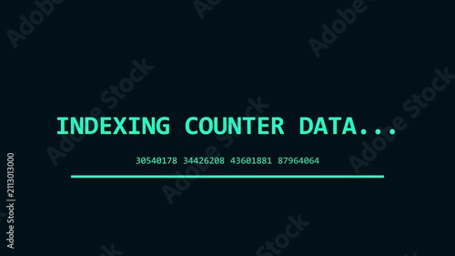 Indexing counter data digital progress bar animation for tech and software interface 4k