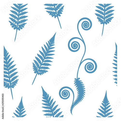 Elegant Fern Fronds Line Art Vector Illustration, Botanical Black Outline Foliage Clipart