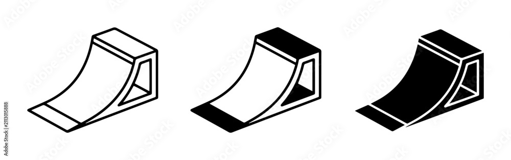 Fototapeta premium Skate Ramp Icons, BMX Jump Vector Graphics, Sports Obstacle Set