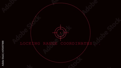 Digital hud targeting system locking range coordinates overlay animation 4k crosshair interface