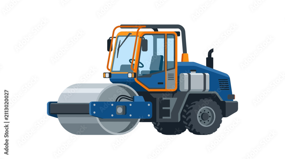 Naklejka premium Road Roller Construction Machine