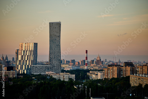 Photography sunset over the city Moscow