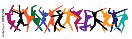 People dancing abstract silhouettes vector multicolor background