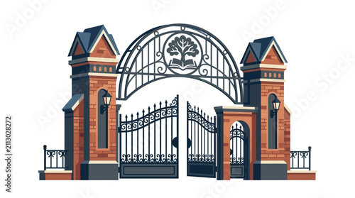 Modern generic school entrance gate design for educational institution building architecture