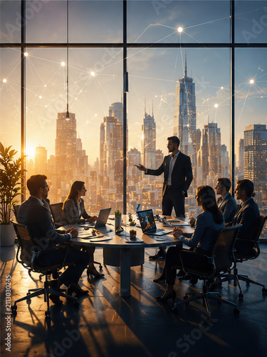 Executive Team Planning Future Business Strategy at Sunset