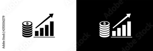 Stack of Coins with Upward Trending Graph Symbolizing Financial Growth and Investment Success Featuring Business, Profit