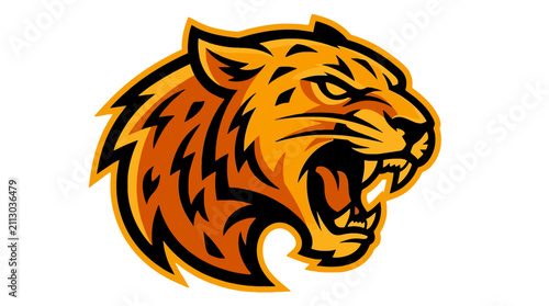 Foto Orange roaring tiger head mascot profile illustration