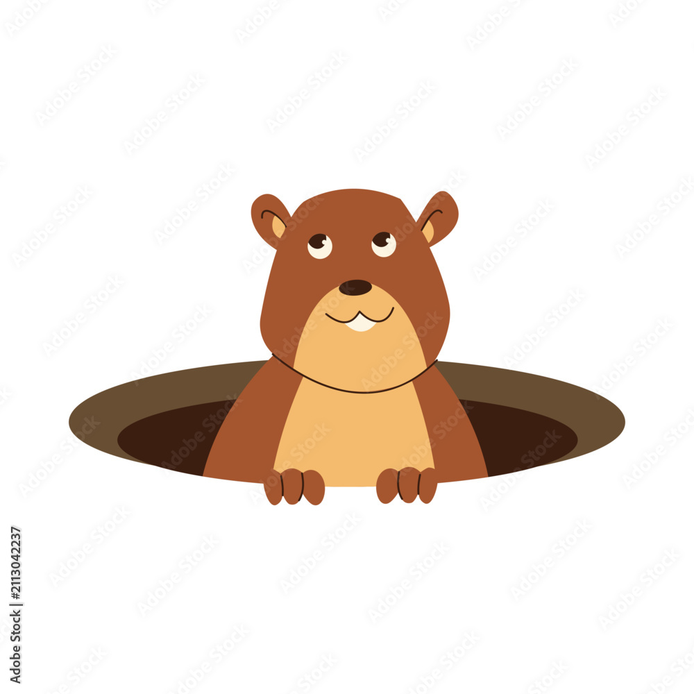 Obraz premium Cute Groundhog Illustration in Cartoon Design. Vector Character.