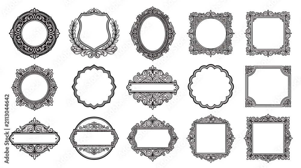 Fototapeta premium Vintage Ornamental Frame Set and Decorative Luxury Border Collection