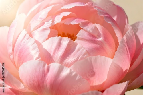 A blush pink peony slowly unfolding