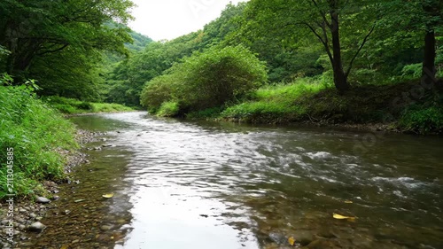 Mountain stream natural scenery, mountain forest stream natural landscape