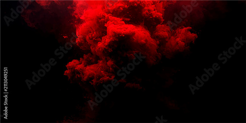 Принти на полотні Abstract explosion of red smoke or cloud against dark background, dramatic, intense, energetic