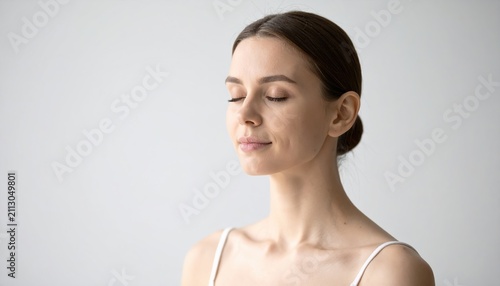 Mental wellness concept with calm woman meditation
