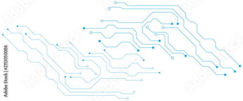 Futuristic blue circuit board pattern, digital technology background with electronic lines, abstract high-tech motherboard vector illustration