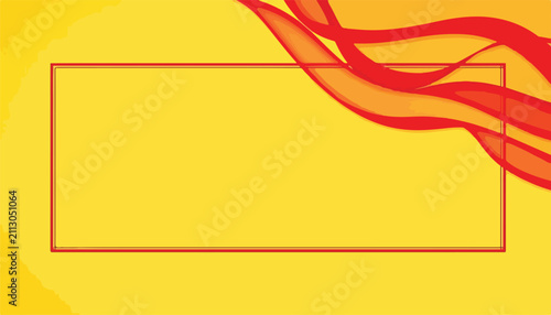 Cuadro en lienzo Modern Red Wave Frame Vector | Dynamic Golden Yellow Background | Abstract Geome