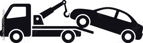 Tow truck icon, roadside assistance vector, car recovery service silhouette
