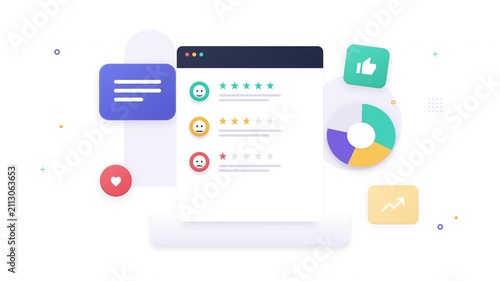 Customer Feedback Rating Dashboard Motion Graphic with Star Reviews and Analytics