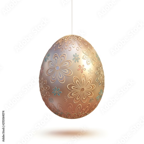 Hanging Golden Ornate Easter Egg Decoration