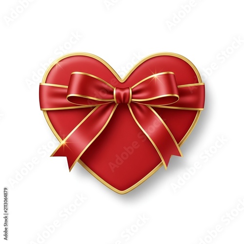 Red Heart Shape Gift Box with Ribbon